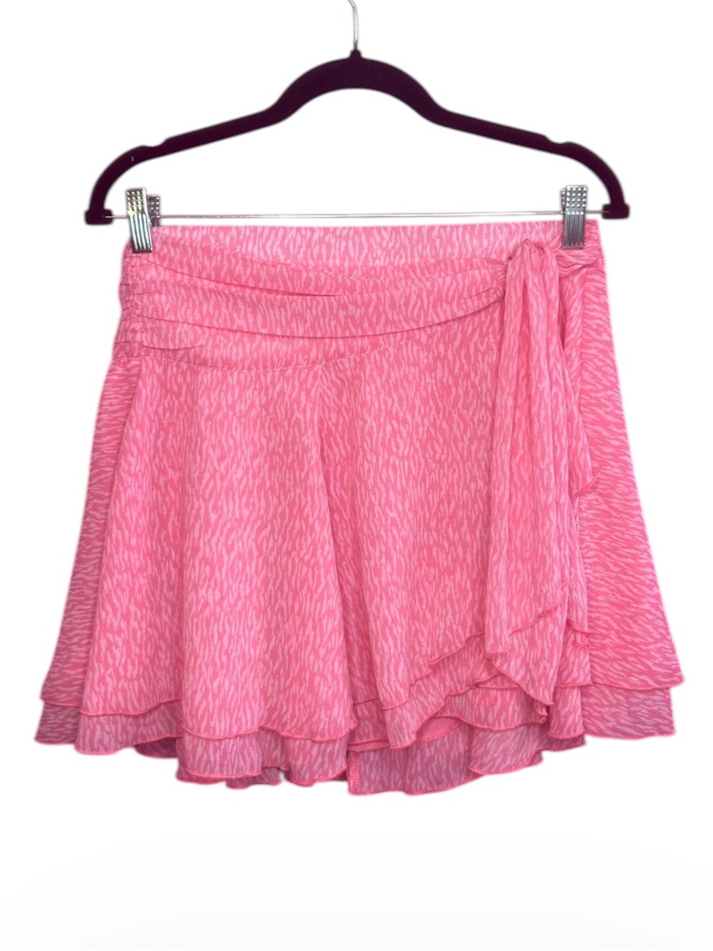 Aerie Flowy Chiffon Wrap Mini Skirt Y2K Style in Pink Clay Medium
